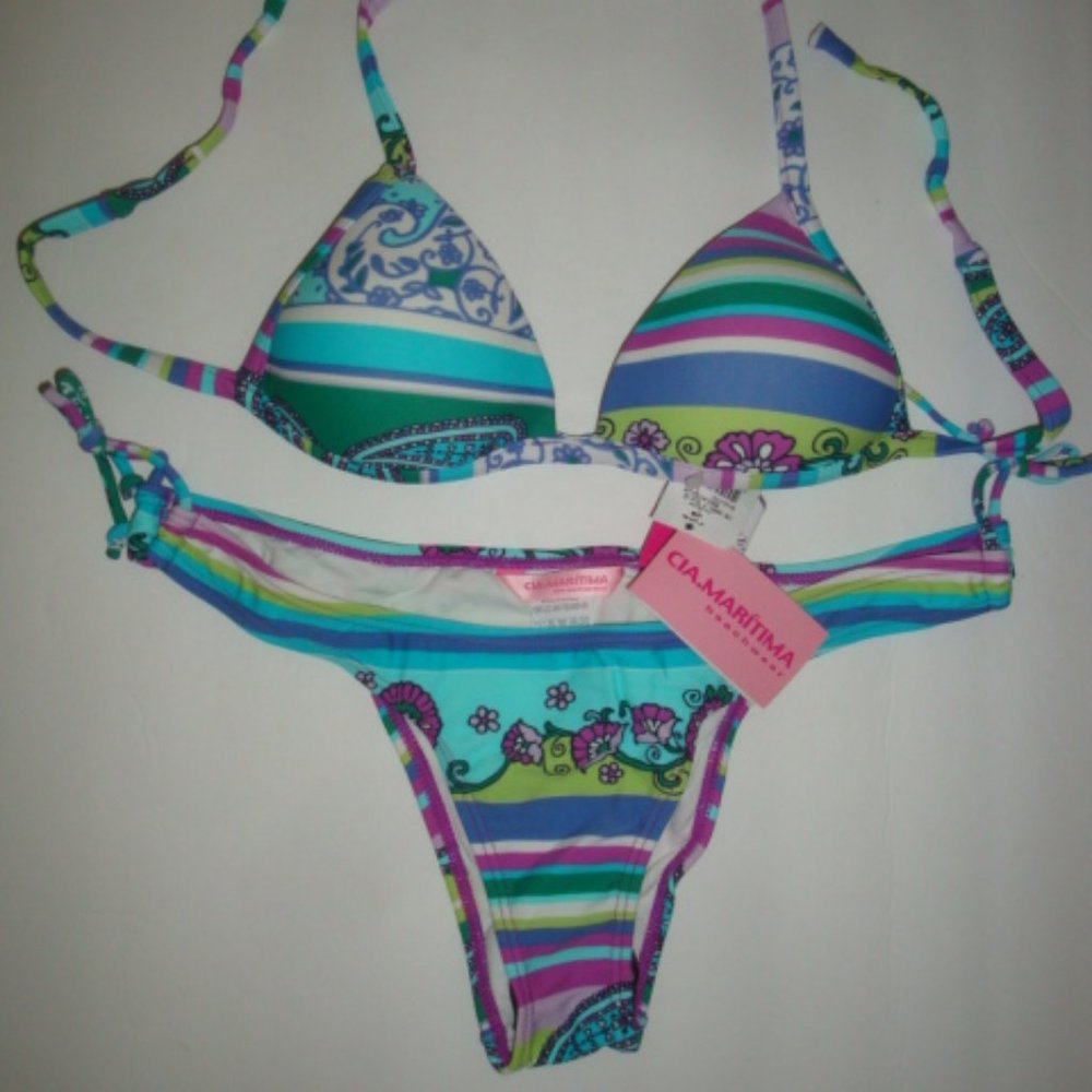 Cia.Maritima 2 Pc Swimsuit Stripe Paisley M L